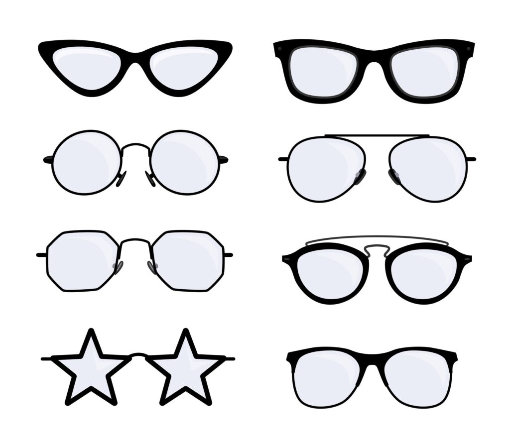 Different shaped glasses signifying different perspectives.